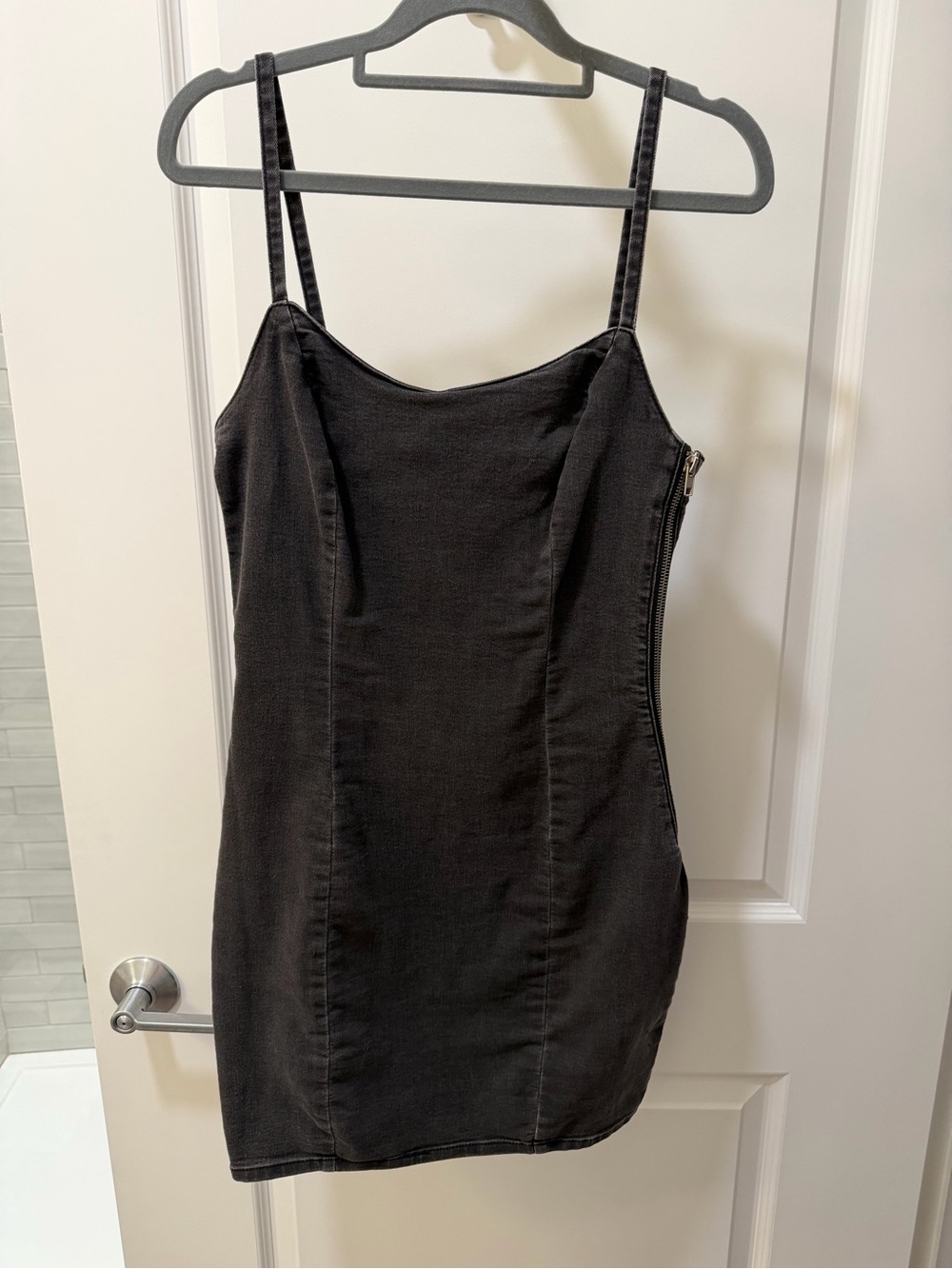 Grey Denim Mini Dress
